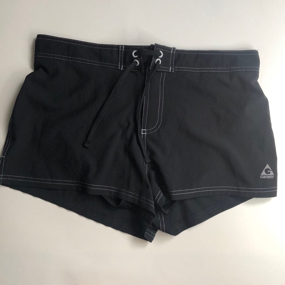 Black lined swim shorts